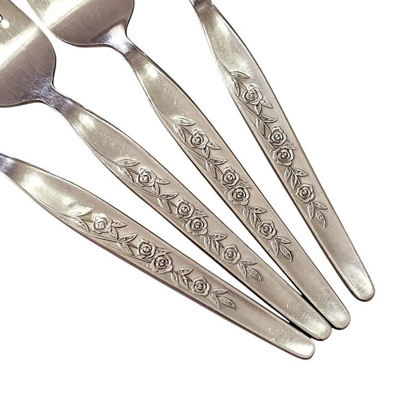 4 Elden Vintage Flower Salad Fork Stainless 6" Rose Midcentury Colonial EDL5 - Picture 4 of 8